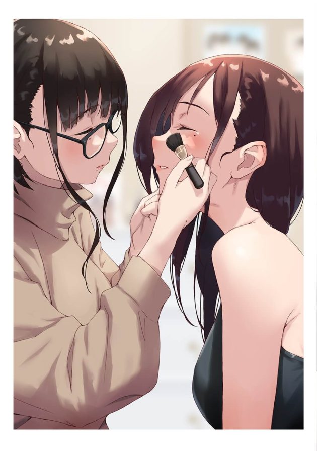 巨乳の女教師と眼鏡っ子の女子校生を描いた非エロのイラスト集(37)